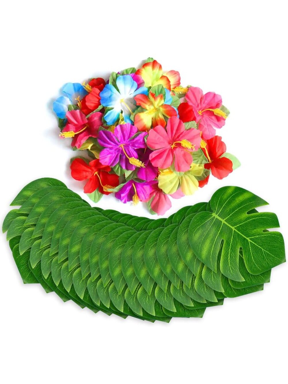 New 60Pcs Luau Party Decorations Tropical Hawaiian Supplies Palm Leaves